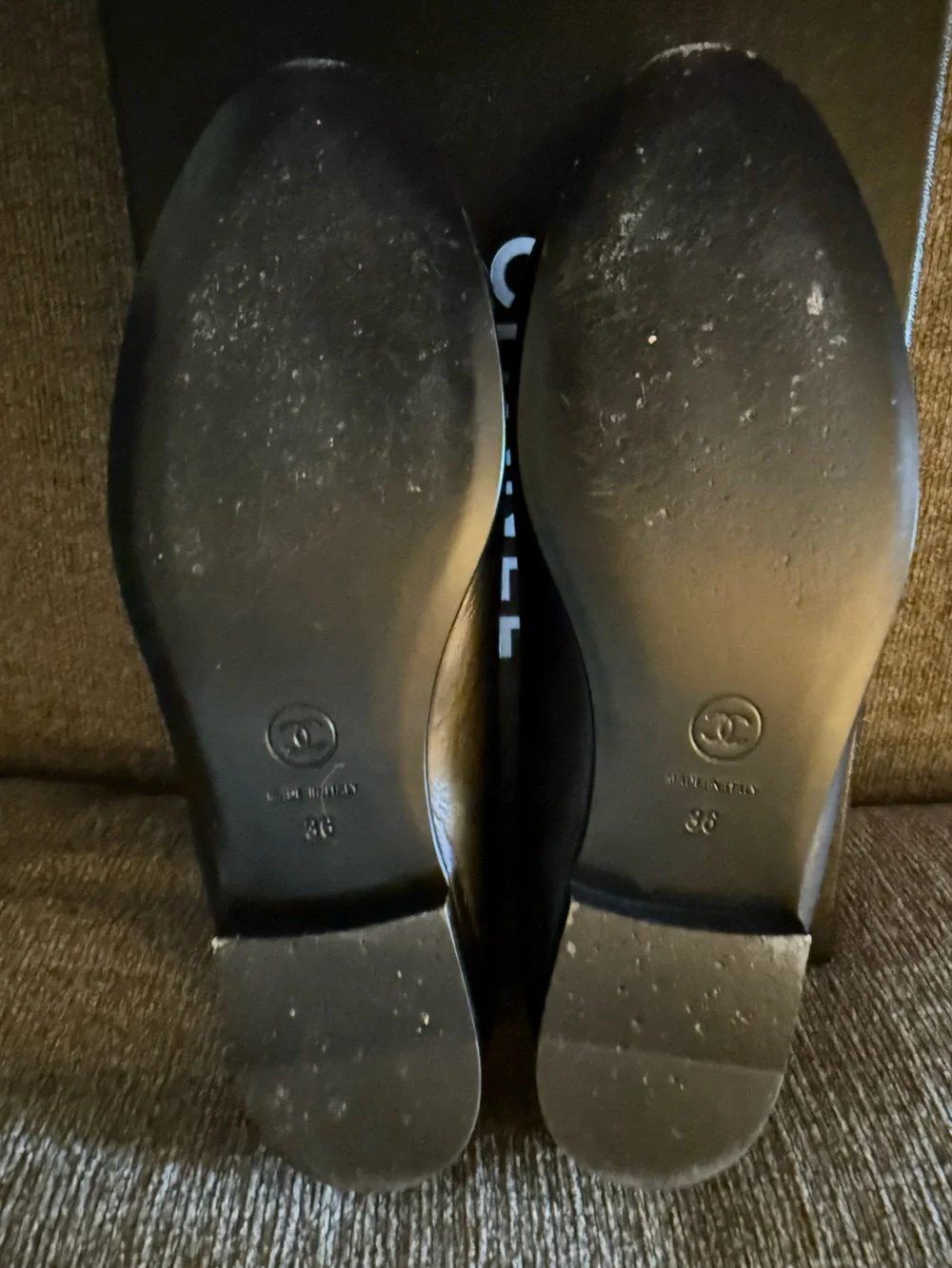 Chanel Classic Black Patent Cap-Toe Ballet Flats 36